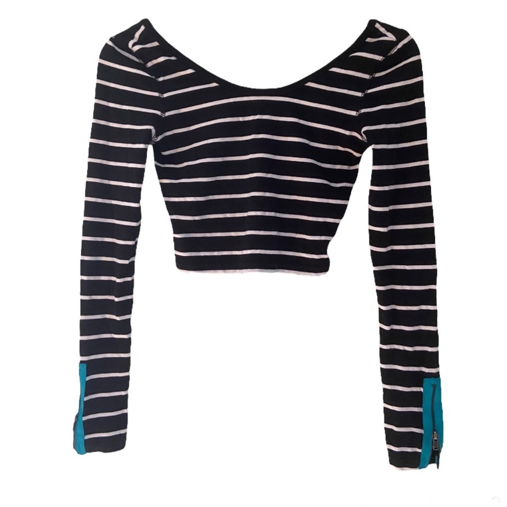 Black and White Stripe Crop Top